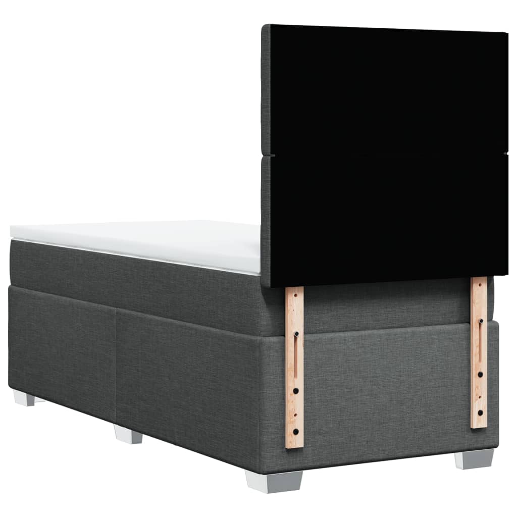 Pat box spring cu saltea, gri închis, 90x200 cm, textil GartenMobel Dekor