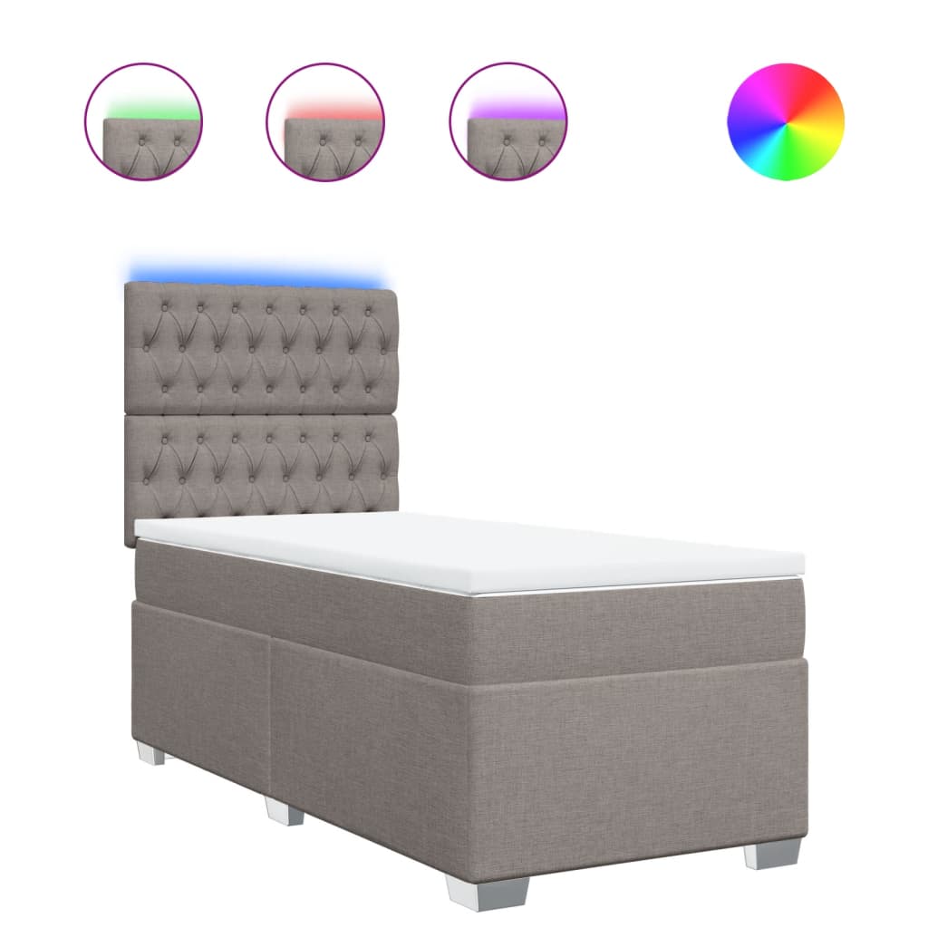 Pat box spring cu saltea, gri taupe, 80x200 cm, textil GartenMobel Dekor