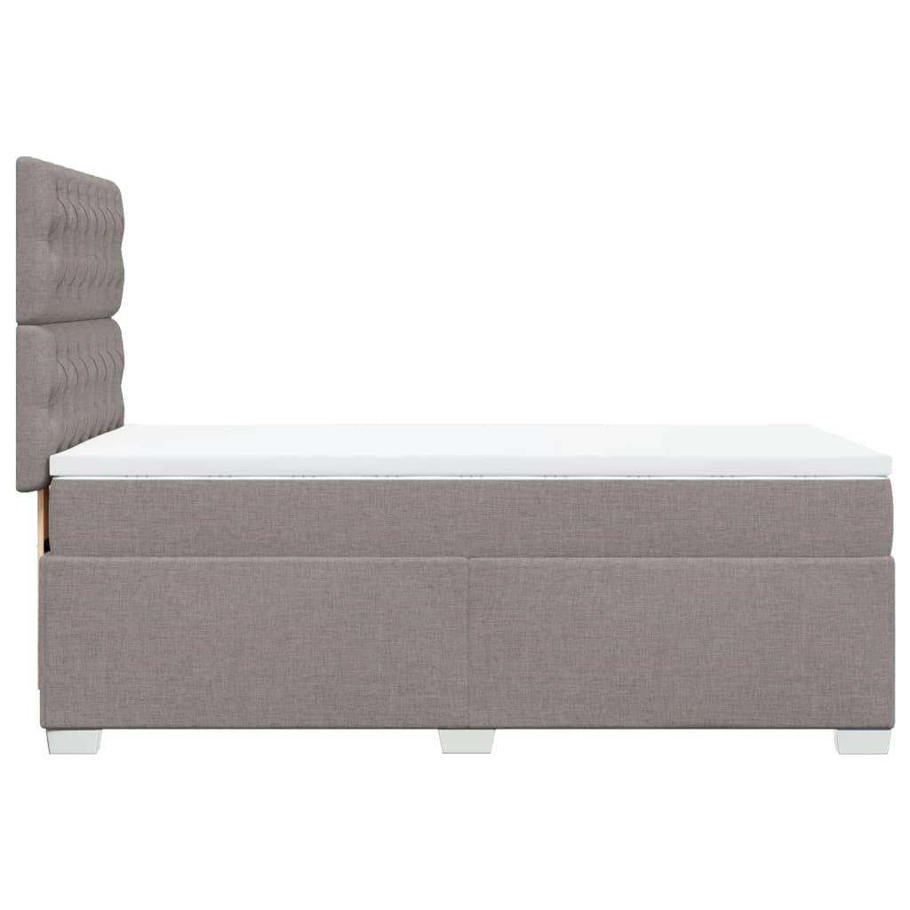 Pat box spring cu saltea, gri taupe, 90x190 cm, textil GartenMobel Dekor