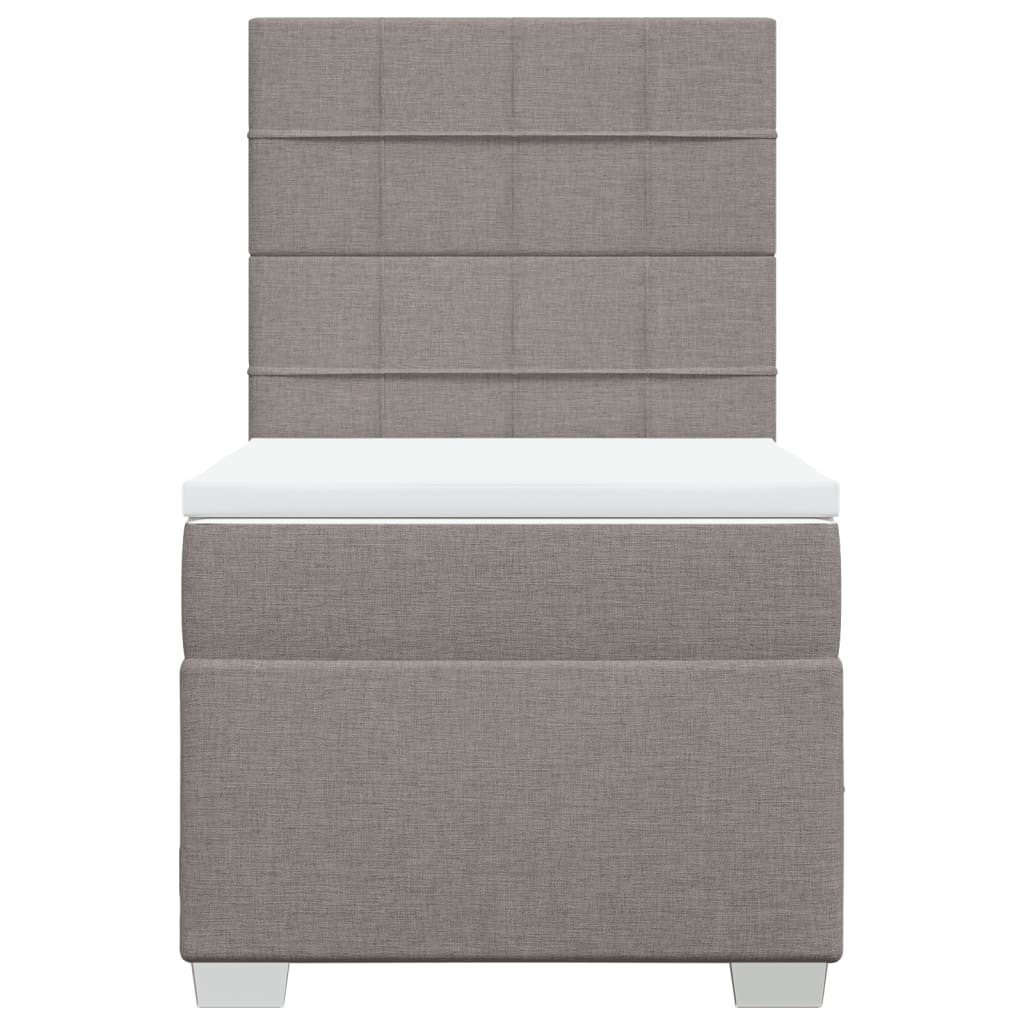 Pat box spring cu saltea, gri taupe, 90x200 cm, textil GartenMobel Dekor