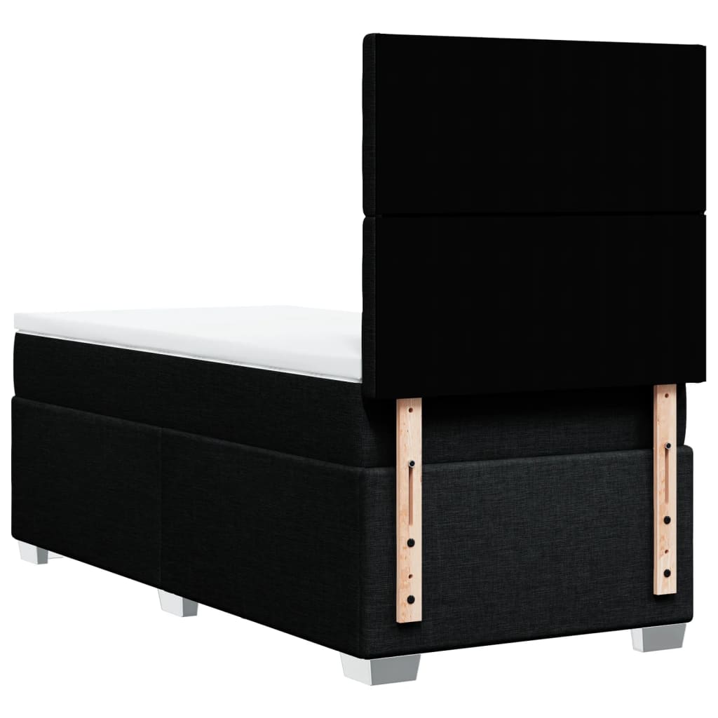 Pat box spring cu saltea, negru, 90x190 cm, textil GartenMobel Dekor