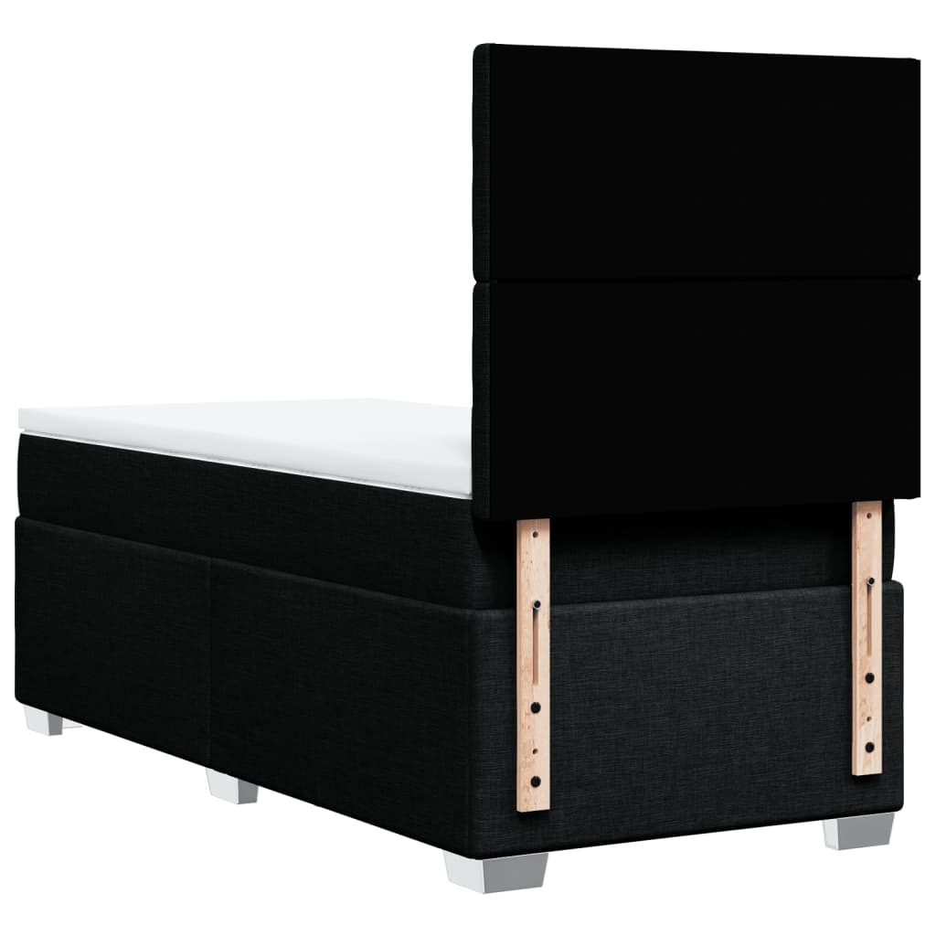 Pat box spring cu saltea, negru, 90x200 cm, textil GartenMobel Dekor