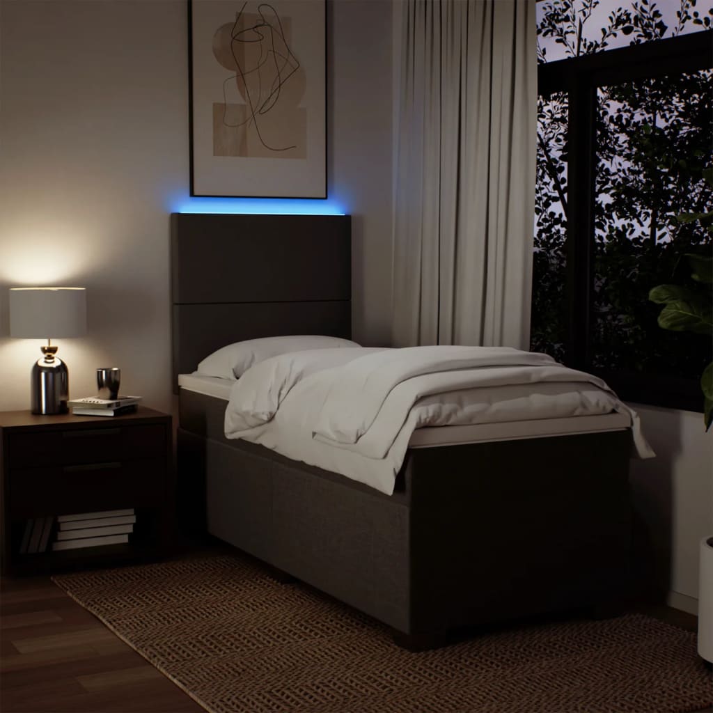 Pat box spring cu saltea, gri deschis, 100x200 cm, textil GartenMobel Dekor