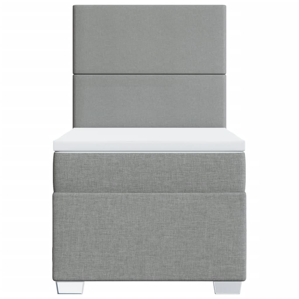 Pat box spring cu saltea, gri deschis, 100x200 cm, textil GartenMobel Dekor