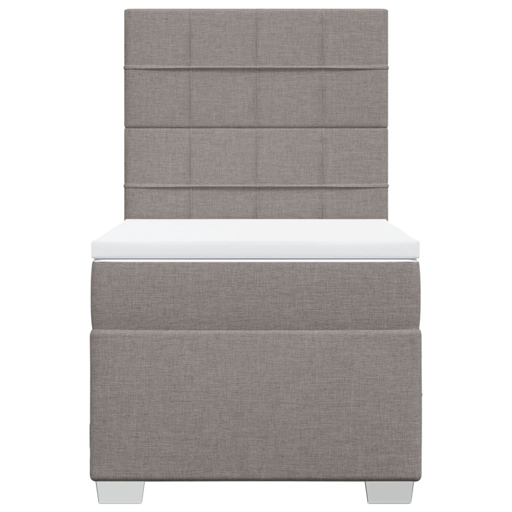 Pat box spring cu saltea, gri taupe, 90x200 cm, textil GartenMobel Dekor