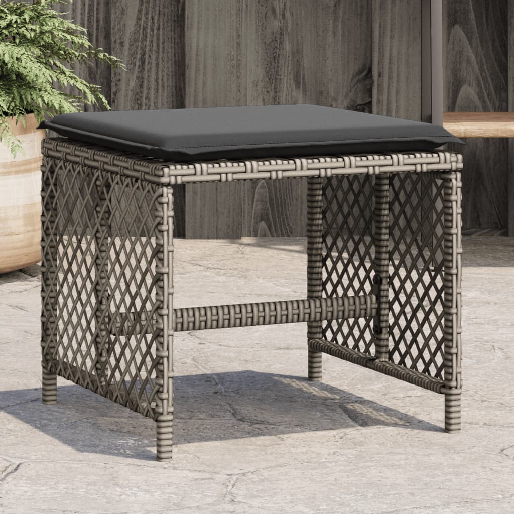 Scaune de grădină cu perne, 4 buc. gri 41x41x36 cm poliratan GartenMobel Dekor