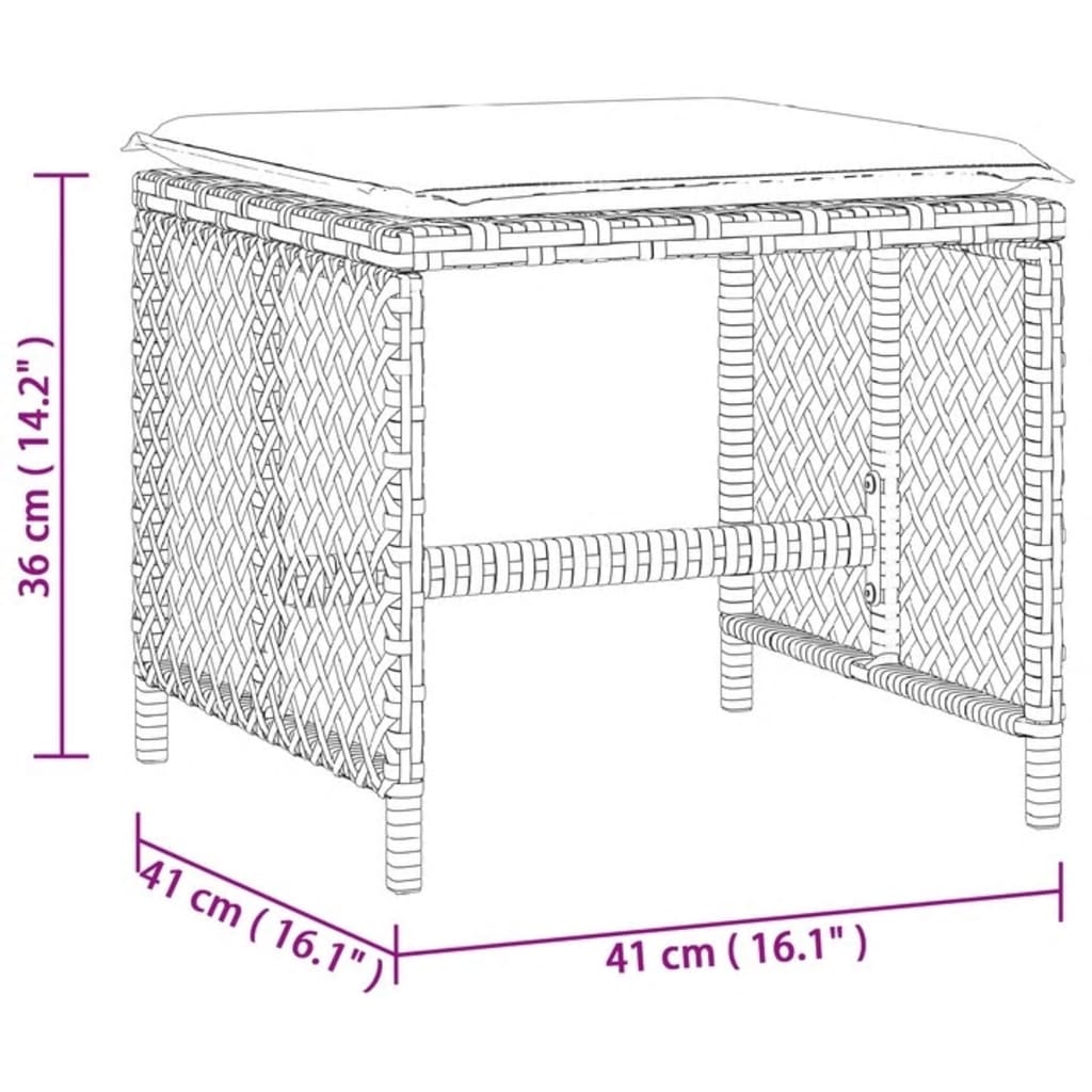 Scaune de grădină cu perne, 4 buc. gri 41x41x36 cm poliratan GartenMobel Dekor