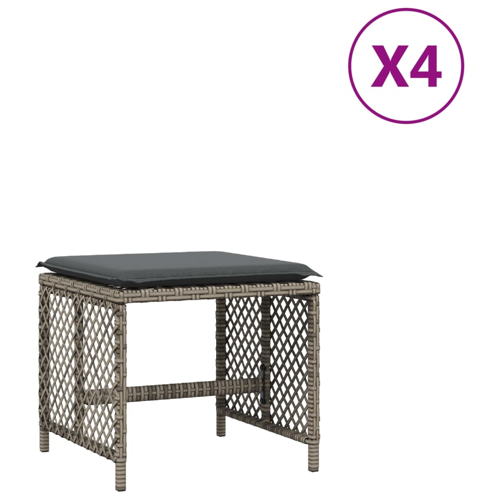 Scaune de grădină cu perne, 4 buc. gri 41x41x36 cm poliratan GartenMobel Dekor