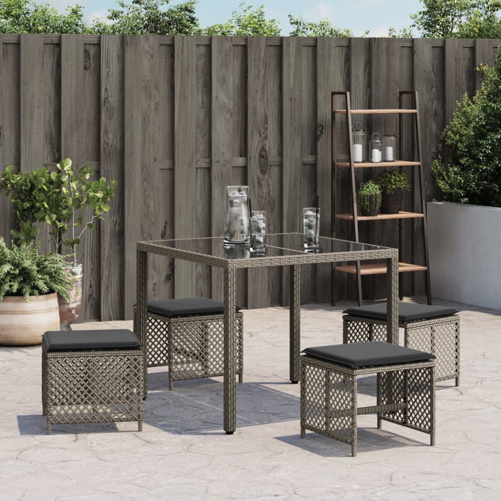 Scaune de grădină cu perne, 4 buc. gri 41x41x36 cm poliratan GartenMobel Dekor