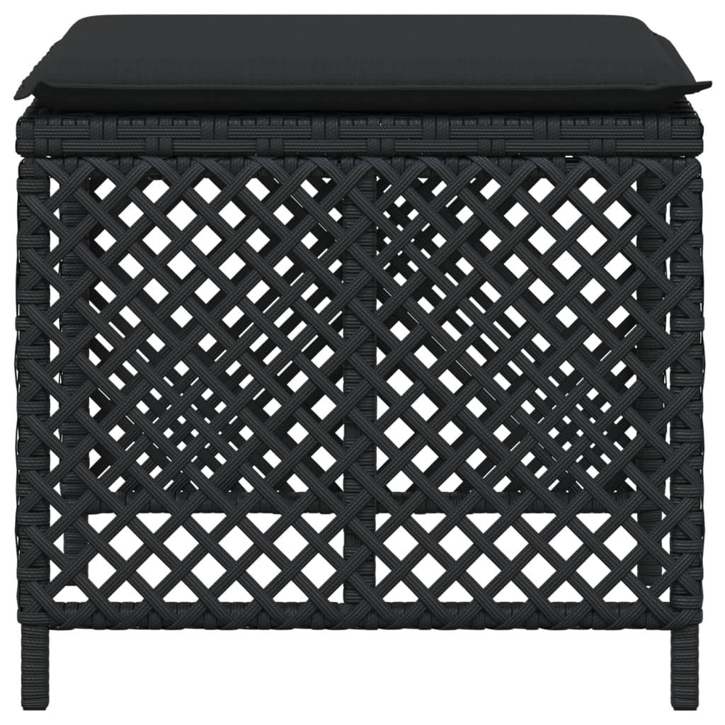 Scaune de grădină cu perne, 4 buc. negru 41x41x36 cm poliratan GartenMobel Dekor
