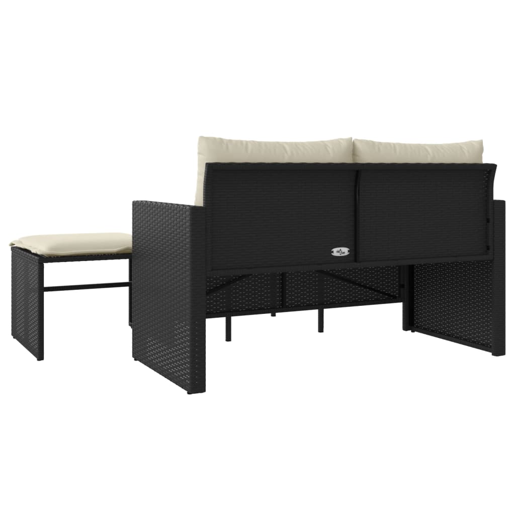 Set mobilier de grădină cu perne, 3 piese, negru, poliratan GartenMobel Dekor