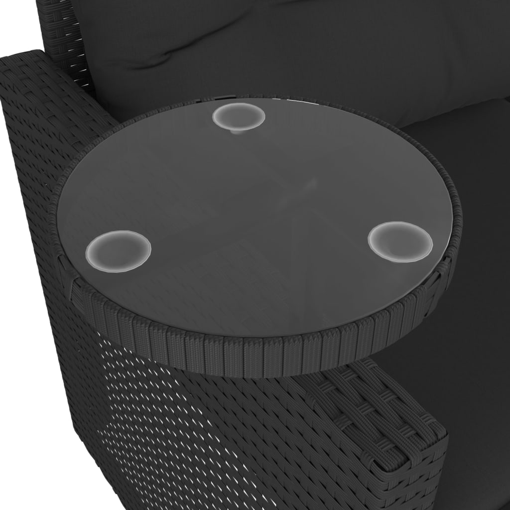 Set mobilier de grădină cu perne, 3 piese, negru, poliratan GartenMobel Dekor