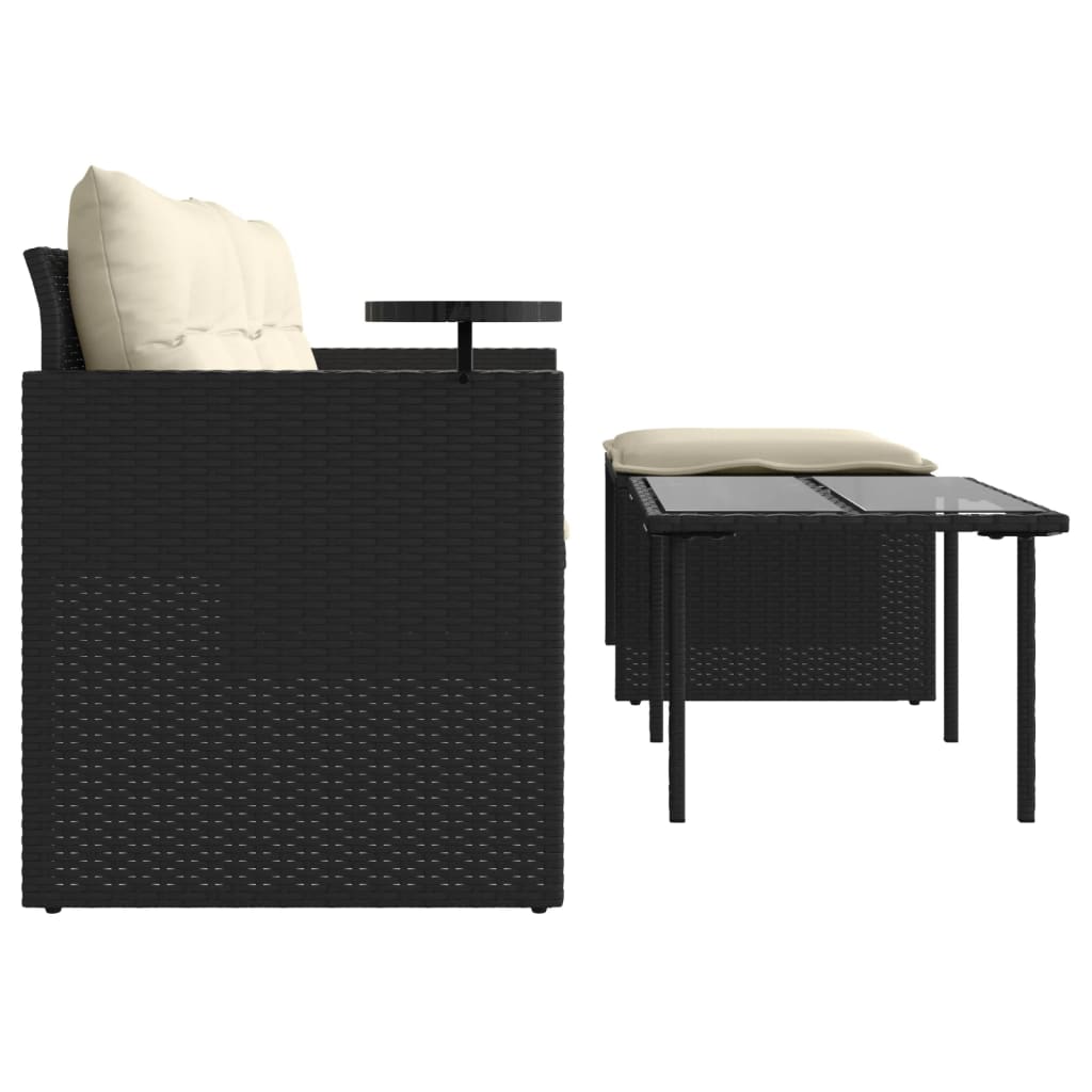 Set mobilier de grădină cu perne, 3 piese, negru, poliratan GartenMobel Dekor