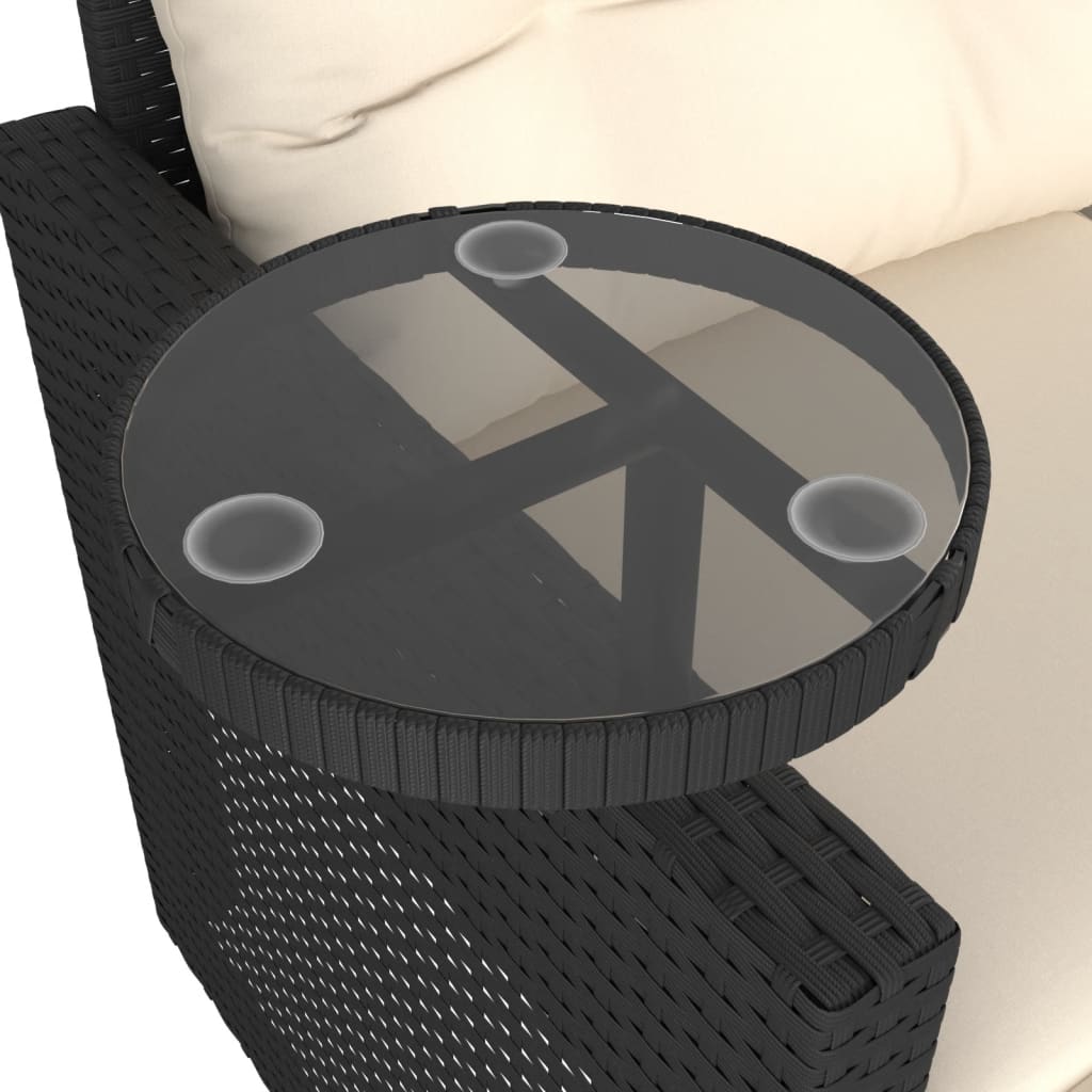 Set mobilier de grădină cu perne, 3 piese, negru, poliratan GartenMobel Dekor