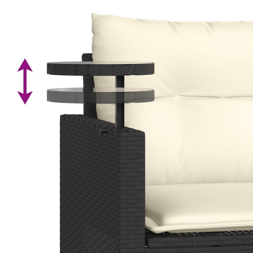 Set mobilier de grădină cu perne, 3 piese, negru, poliratan GartenMobel Dekor