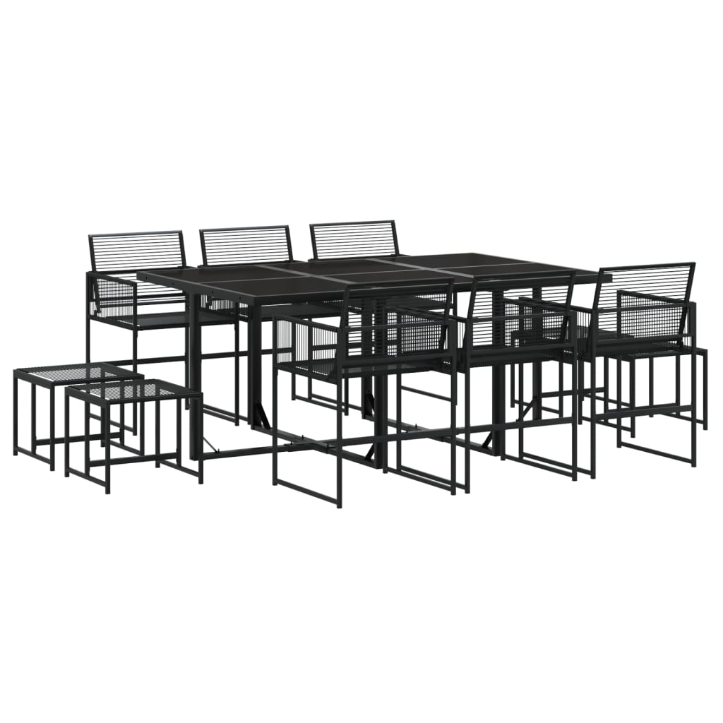 Set mobilier de grădină, 11 piese, negru, poliratan GartenMobel Dekor