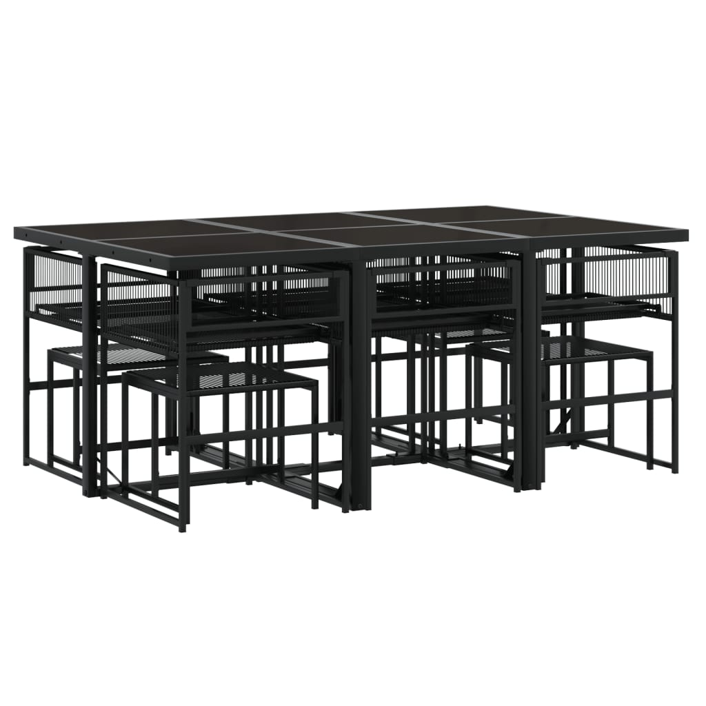 Set mobilier de grădină, 11 piese, negru, poliratan GartenMobel Dekor