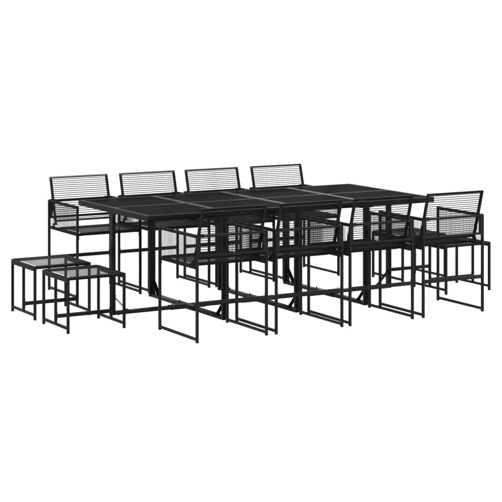Set mobilier de grădină, 13 piese, negru, poliratan GartenMobel Dekor