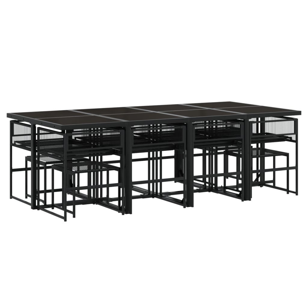 Set mobilier de grădină, 13 piese, negru, poliratan GartenMobel Dekor