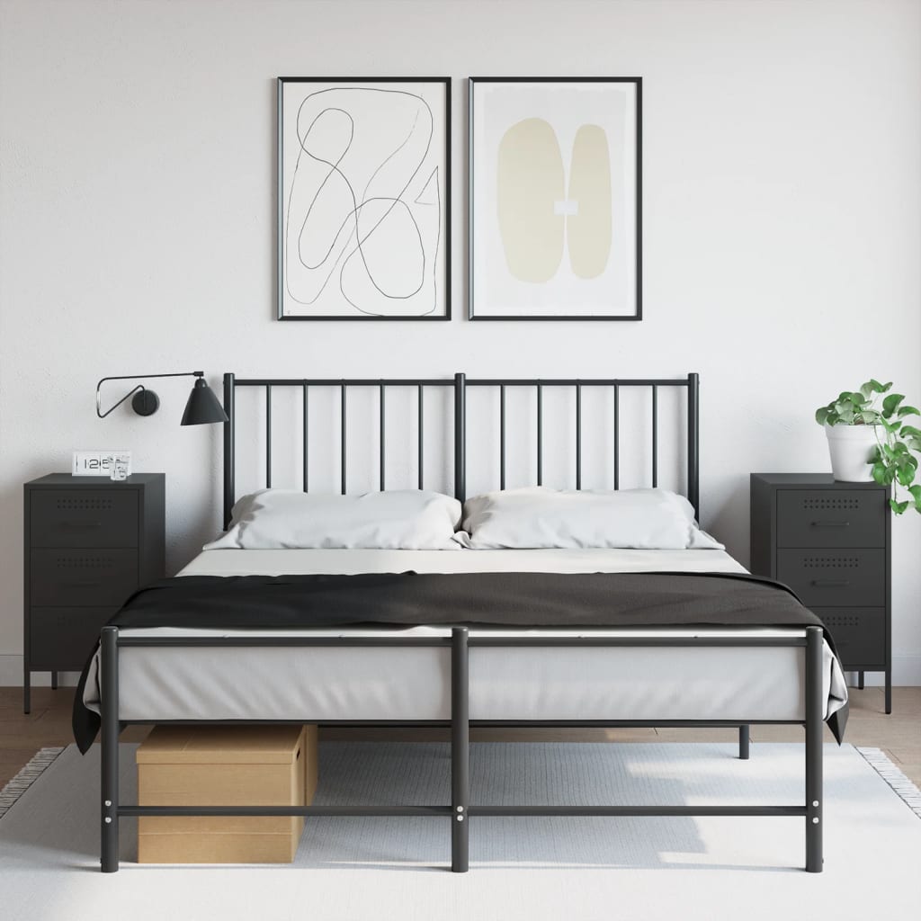 Noptiere, 2 buc., negru, 36x39x68 cm, oțel laminat la rece GartenMobel Dekor