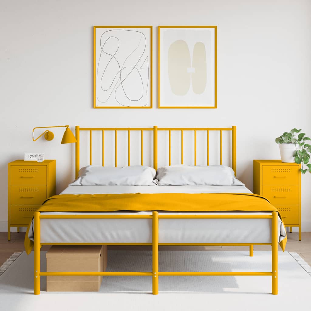 Noptiere 2 buc. galben muștar 36x39x68 cm oțel laminat la rece GartenMobel Dekor