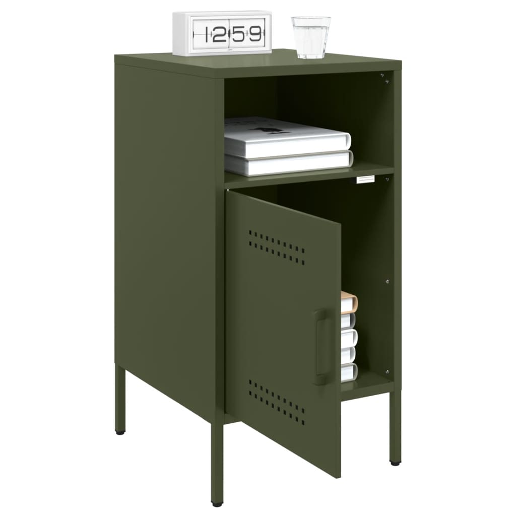 Noptiere 2 buc. verde măslină 36x39x68cm oțel laminat la rece GartenMobel Dekor