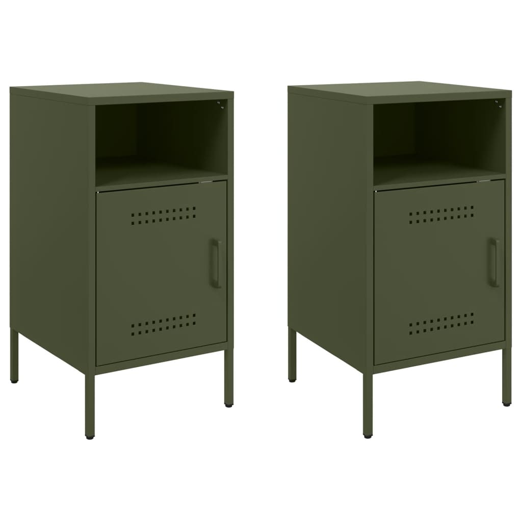 Noptiere 2 buc. verde măslină 36x39x68cm oțel laminat la rece GartenMobel Dekor
