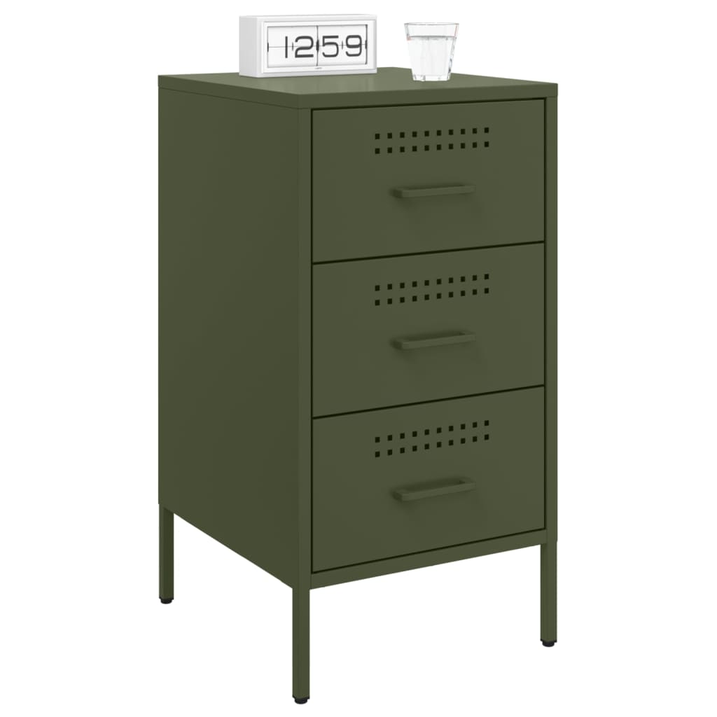 Noptiere 2 buc. verde măslină 36x39x68cm oțel laminat la rece GartenMobel Dekor