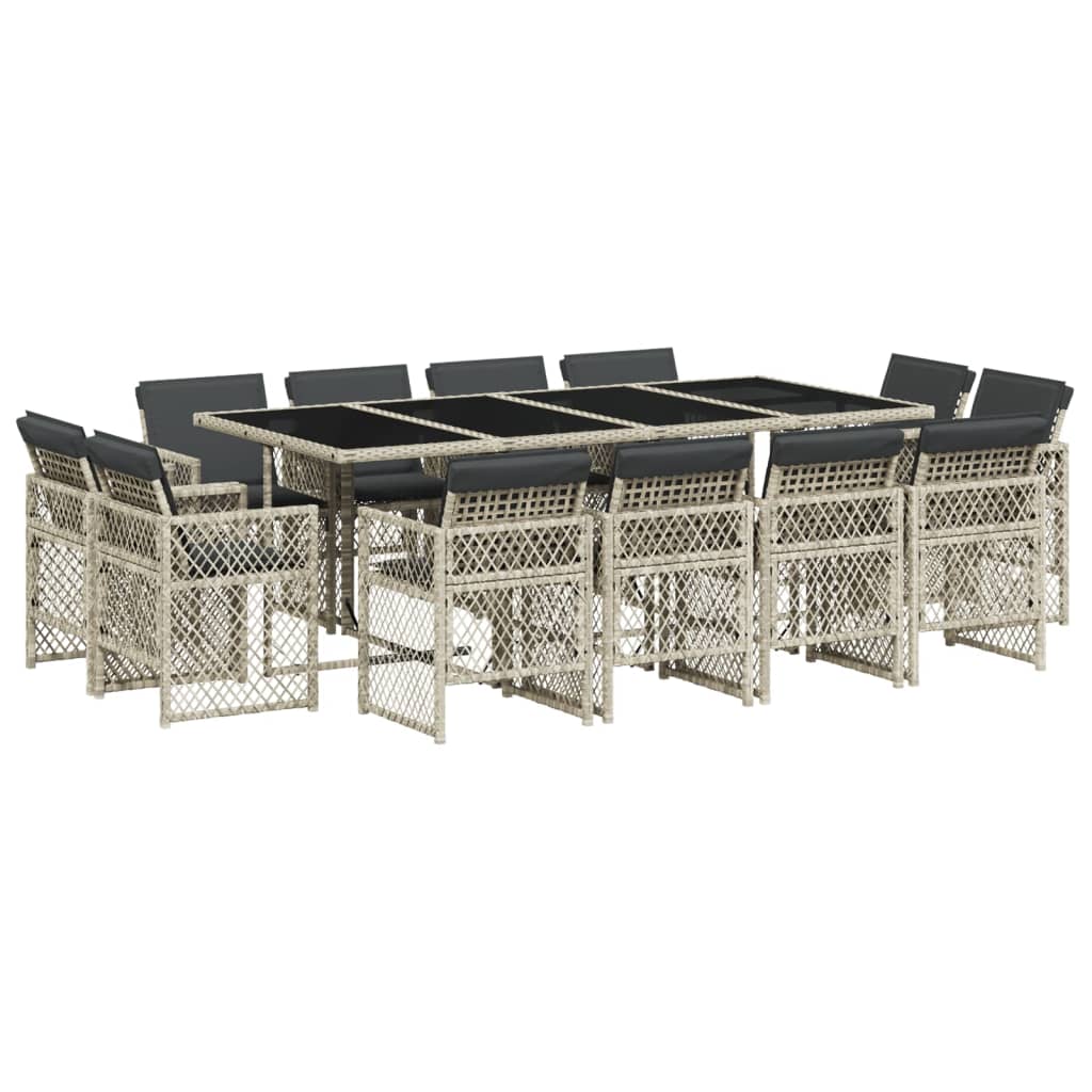 Set mobilier de grădină cu perne 13 piese gri deschis poliratan GartenMobel Dekor