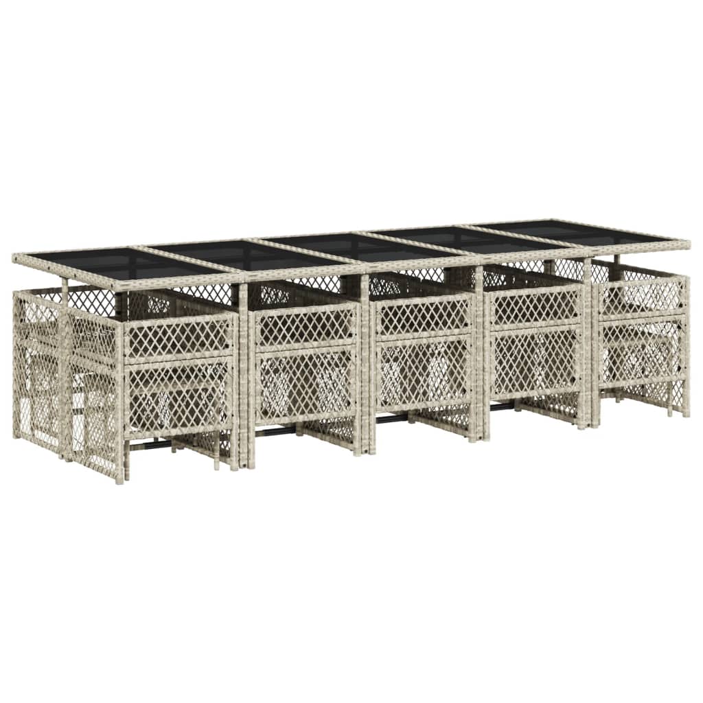 Set mobilier de grădină cu perne 15 piese gri deschis poliratan GartenMobel Dekor