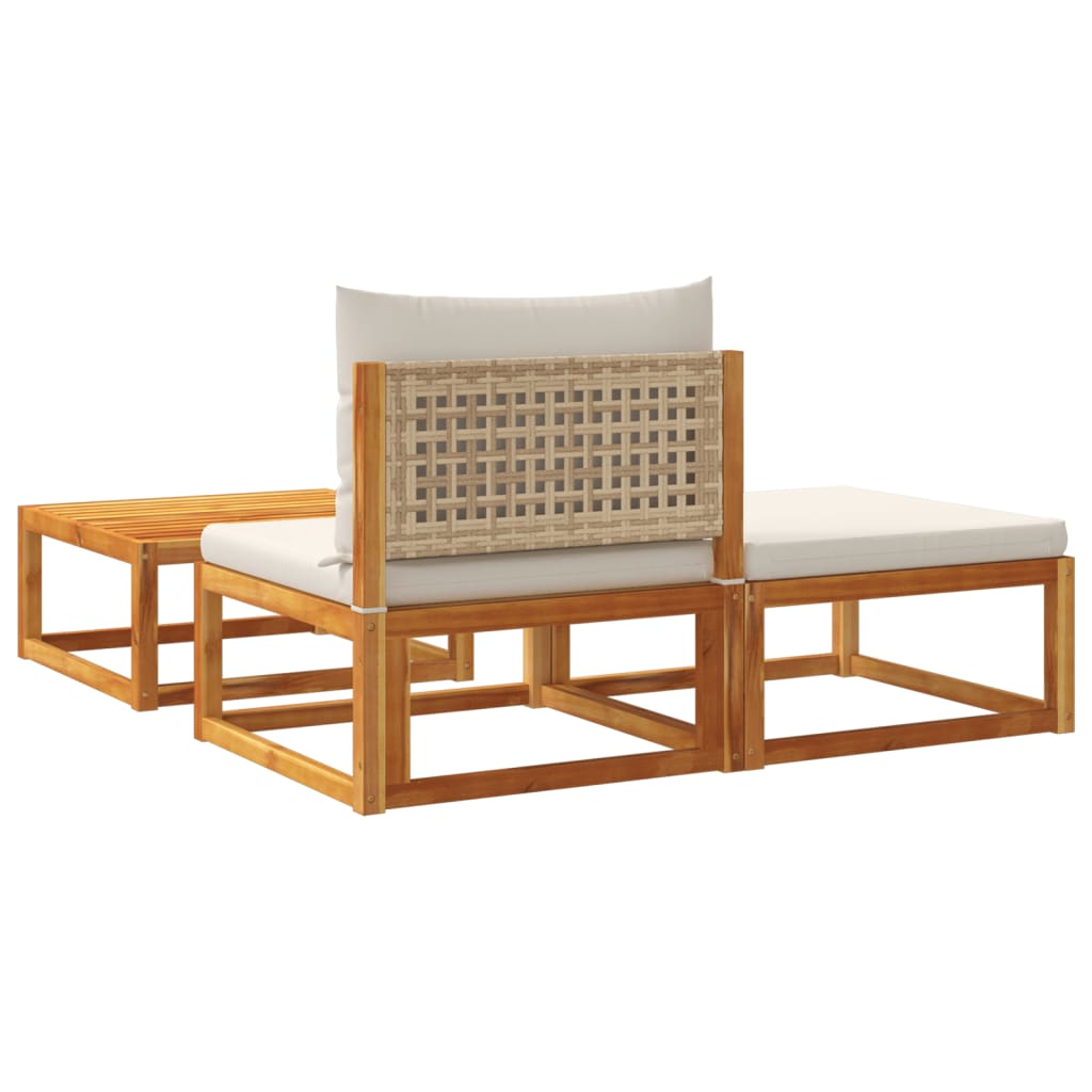 Set de canapele de grădină cu perne, 3 piese, lemn masiv acacia GartenMobel Dekor