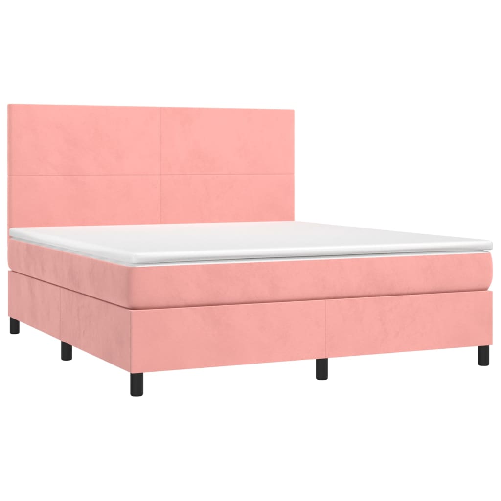 Pat box spring cu saltea, roz, 160x200 cm, catifea GartenMobel Dekor