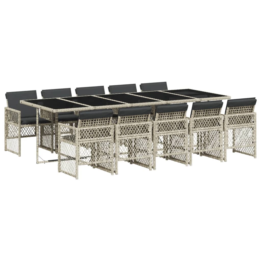 Set mobilier de grădină cu perne 11 piese gri deschis poliratan GartenMobel Dekor