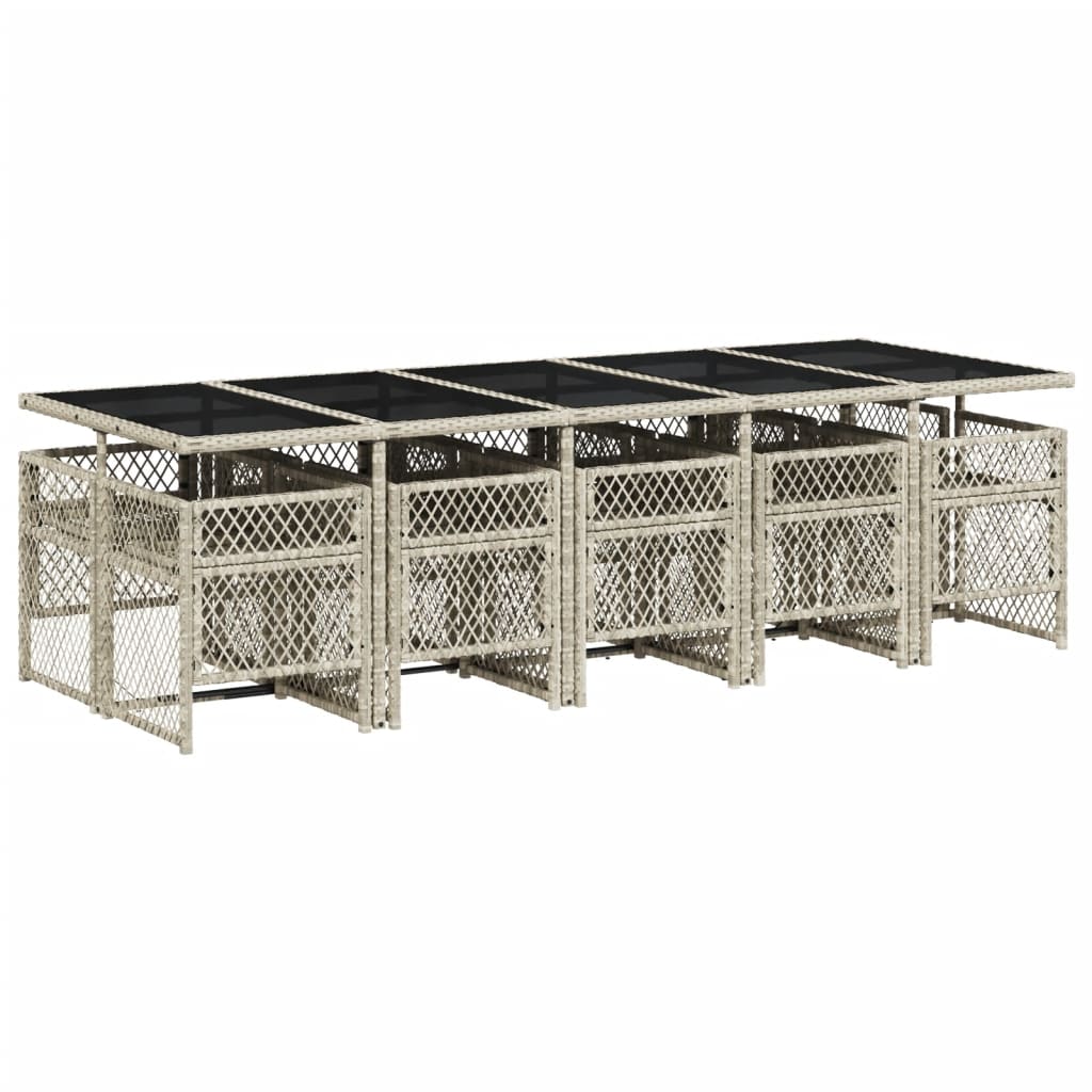 Set mobilier de grădină cu perne 11 piese gri deschis poliratan GartenMobel Dekor