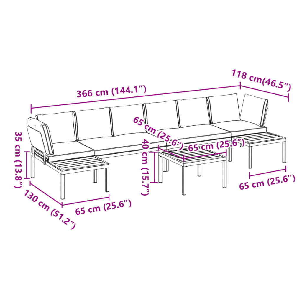 Set canapea de grădină, 5 piese, cu perne, negru, aluminiu GartenMobel Dekor