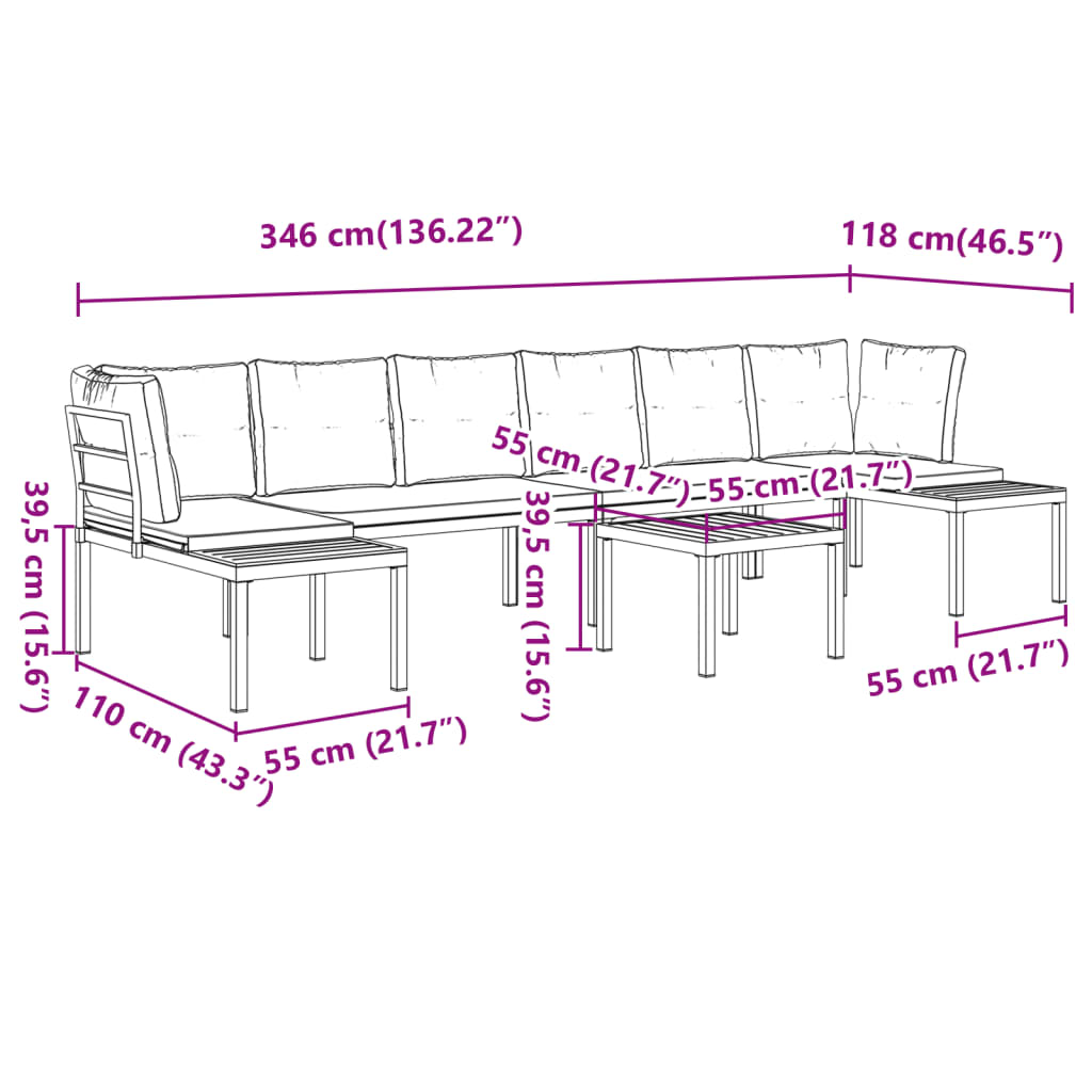 Set canapea de grădină, 5 piese, cu perne, negru, oțel vopsit GartenMobel Dekor