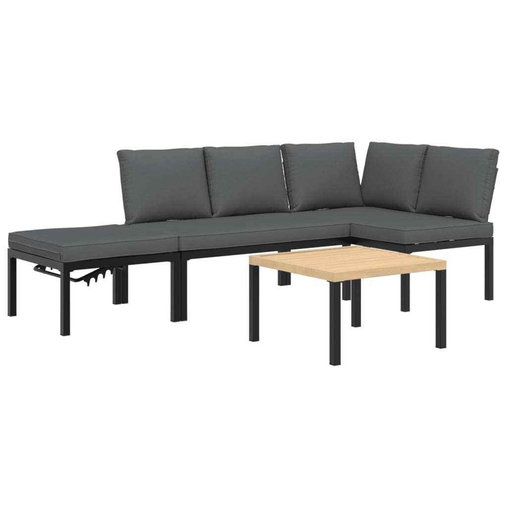 Set mobilier de grădină cu perne, 4 piese, negru, aluminiu GartenMobel Dekor