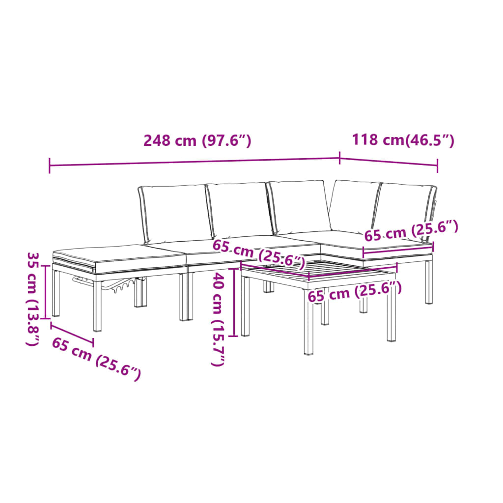 Set mobilier de grădină cu perne, 4 piese, negru, aluminiu GartenMobel Dekor