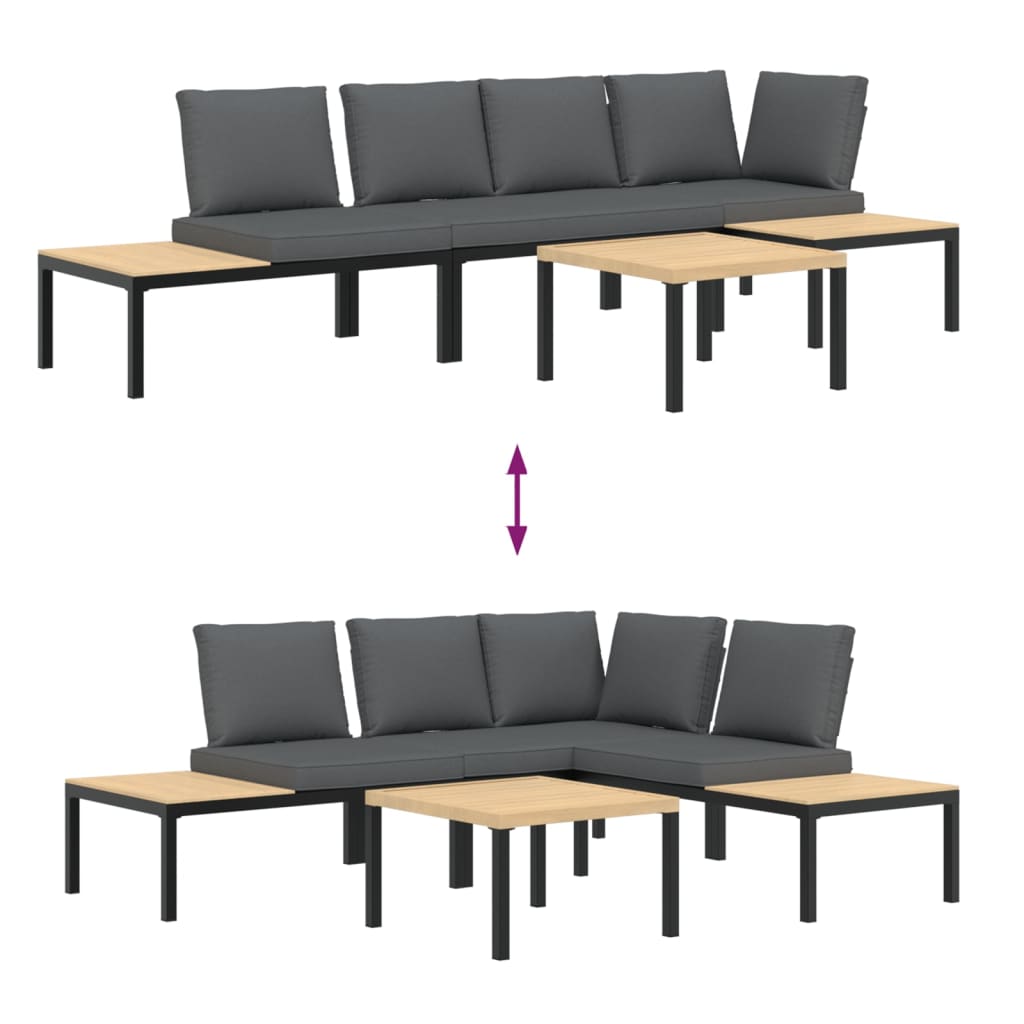 Set mobilier de grădină cu perne, 4 piese, negru, aluminiu GartenMobel Dekor