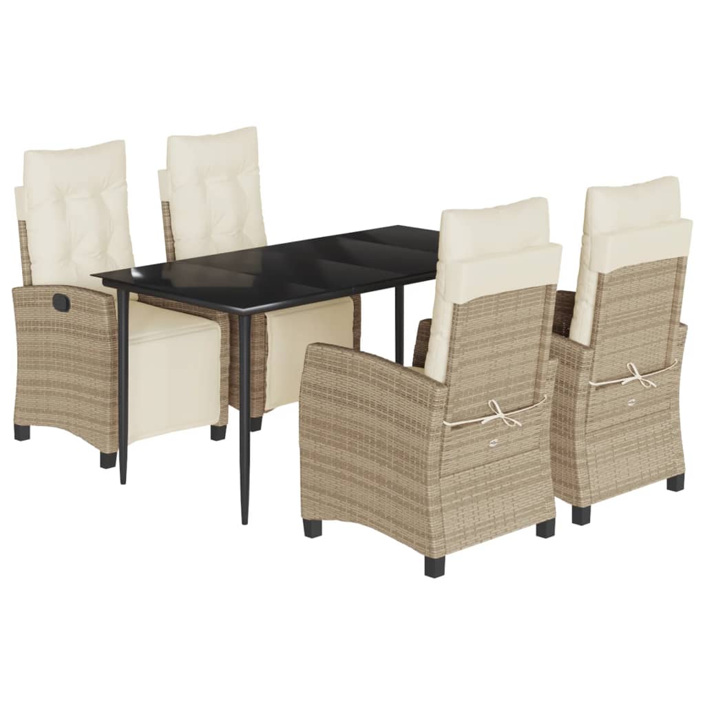 Set mobilier de grădină cu perne, 5 piese, bej, poliratan GartenMobel Dekor