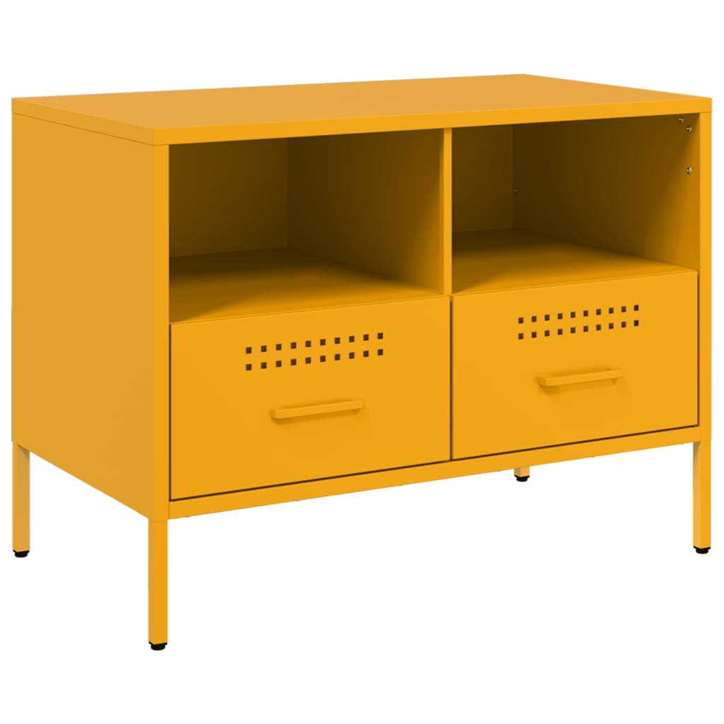 Dulap TV, 2 buc., galben muștar 68x39x50,5 cm oțel laminat rece GartenMobel Dekor
