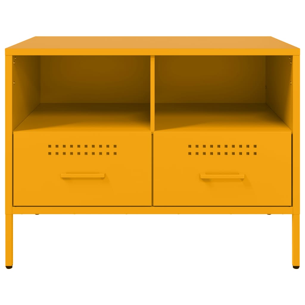 Dulap TV, 2 buc., galben muștar 68x39x50,5 cm oțel laminat rece GartenMobel Dekor