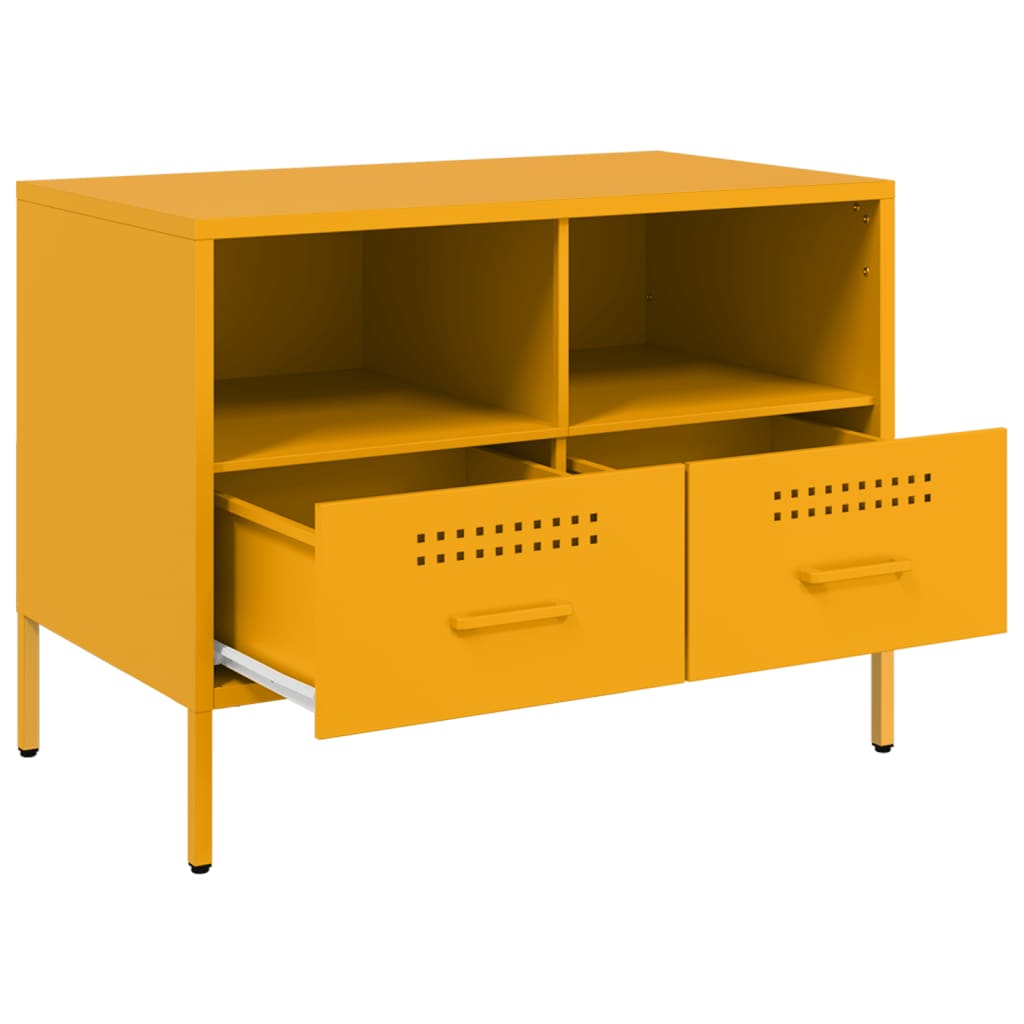 Dulap TV, 2 buc., galben muștar 68x39x50,5 cm oțel laminat rece GartenMobel Dekor