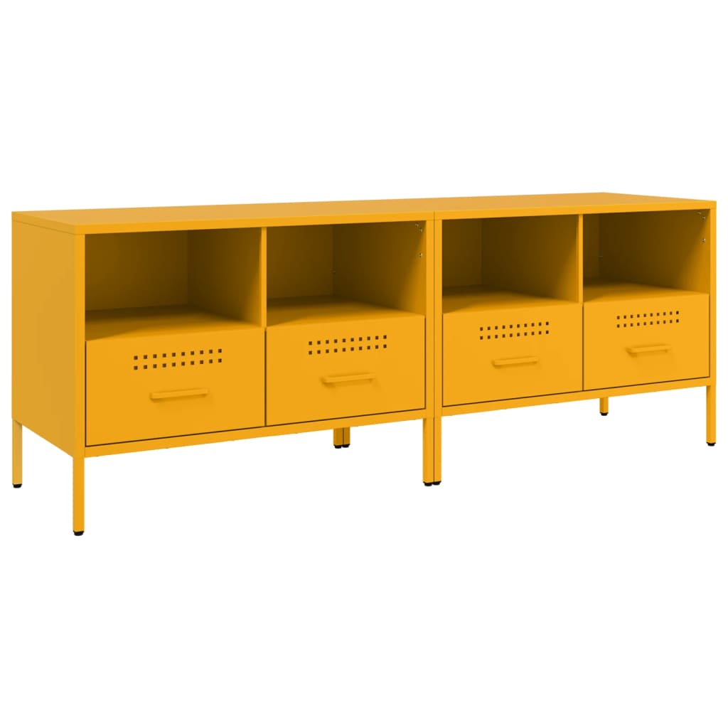 Dulap TV, 2 buc., galben muștar 68x39x50,5 cm oțel laminat rece GartenMobel Dekor