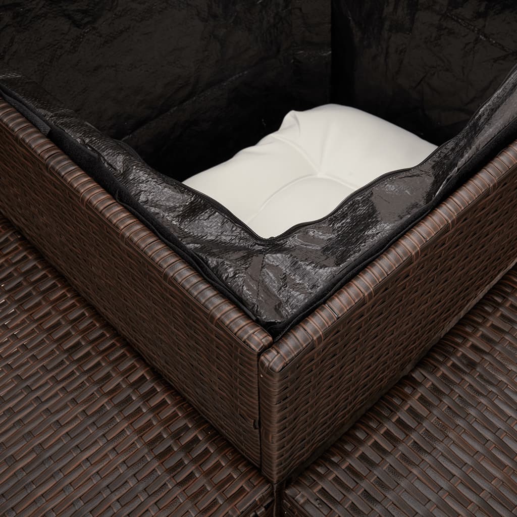 Canapea de grădină cu masă/perne, formă de L, poliratan maro GartenMobel Dekor