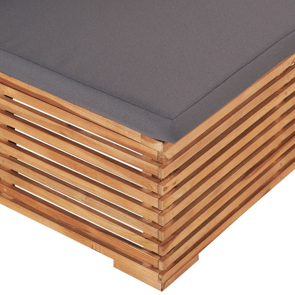 Canapea de grădină de mijloc cu perne gri, lemn masiv de tec GartenMobel Dekor
