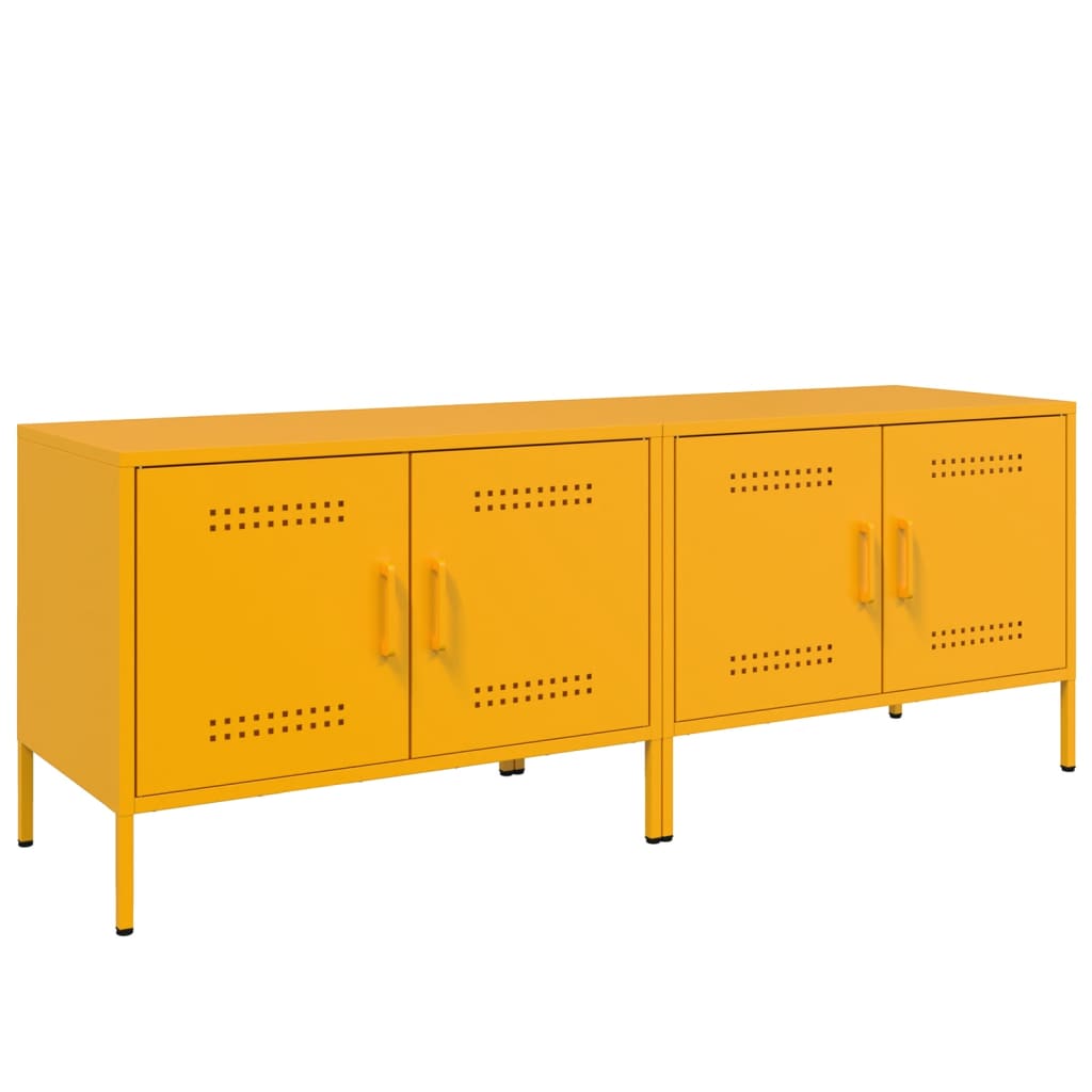 Comodă TV, 2 buc., galben muștar, 68x39x50,5 cm, oțel GartenMobel Dekor