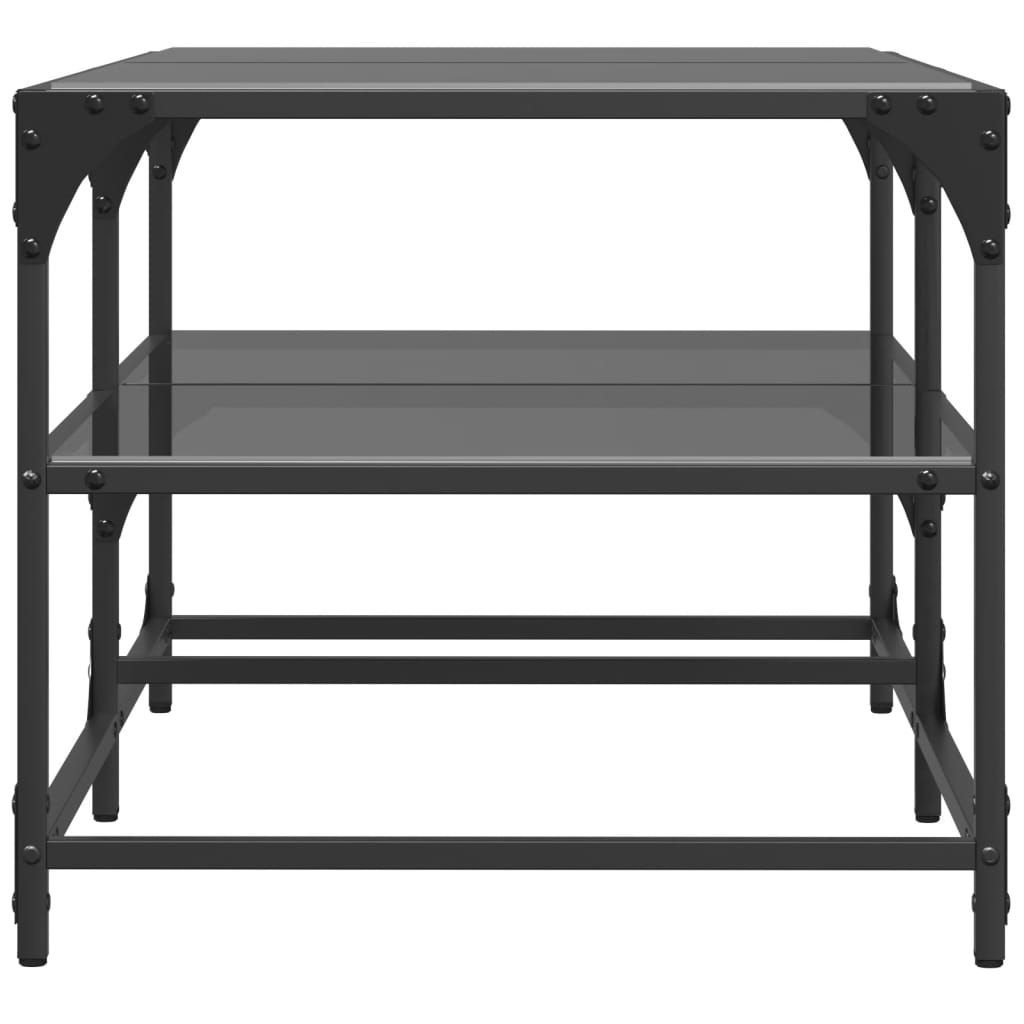 Măsuță de cafea cu blat din sticlă neagră 98,5x50x45 cm oțel GartenMobel Dekor