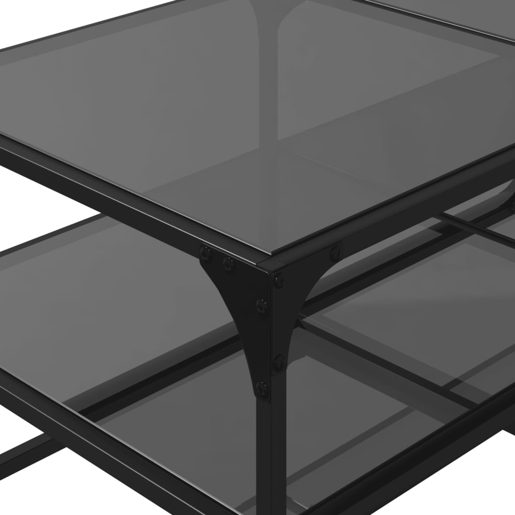 Măsuță de cafea cu blat din sticlă neagră 98,5x50x45 cm oțel GartenMobel Dekor