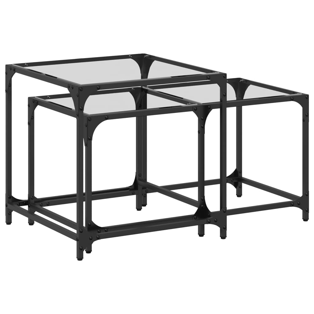 Măsuțe de cafea suprapuse 2 buc. blat sticlă transparentă, oțel GartenMobel Dekor